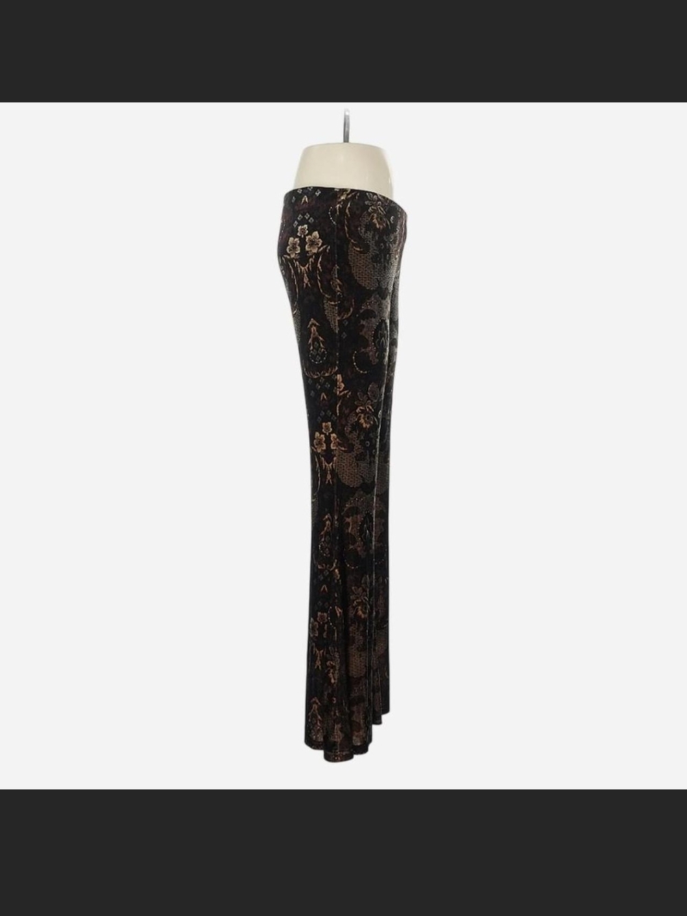 Free People Black and Brown Brocade Flare Pants - Picture 3 of 6